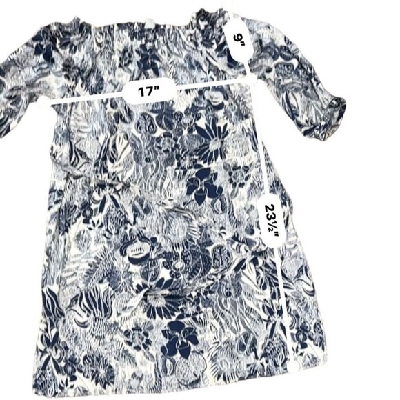 (5 for $25) h&m Navy Garden Trapeze Dress with Belt size 0 - Picture 8 of 8